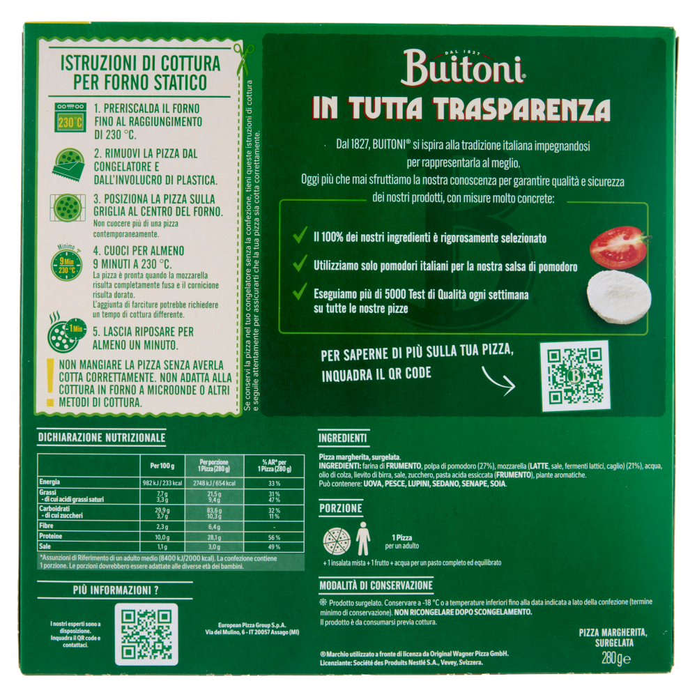 Buitoni Forno di Pietra Margherita Pizza surgelata 280 g