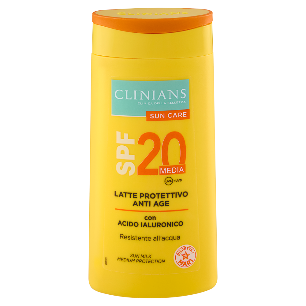 Clinians Sun Care Latte Protettivo Anti Age con Acido Ialuronico SPF 20 Media 200 mL