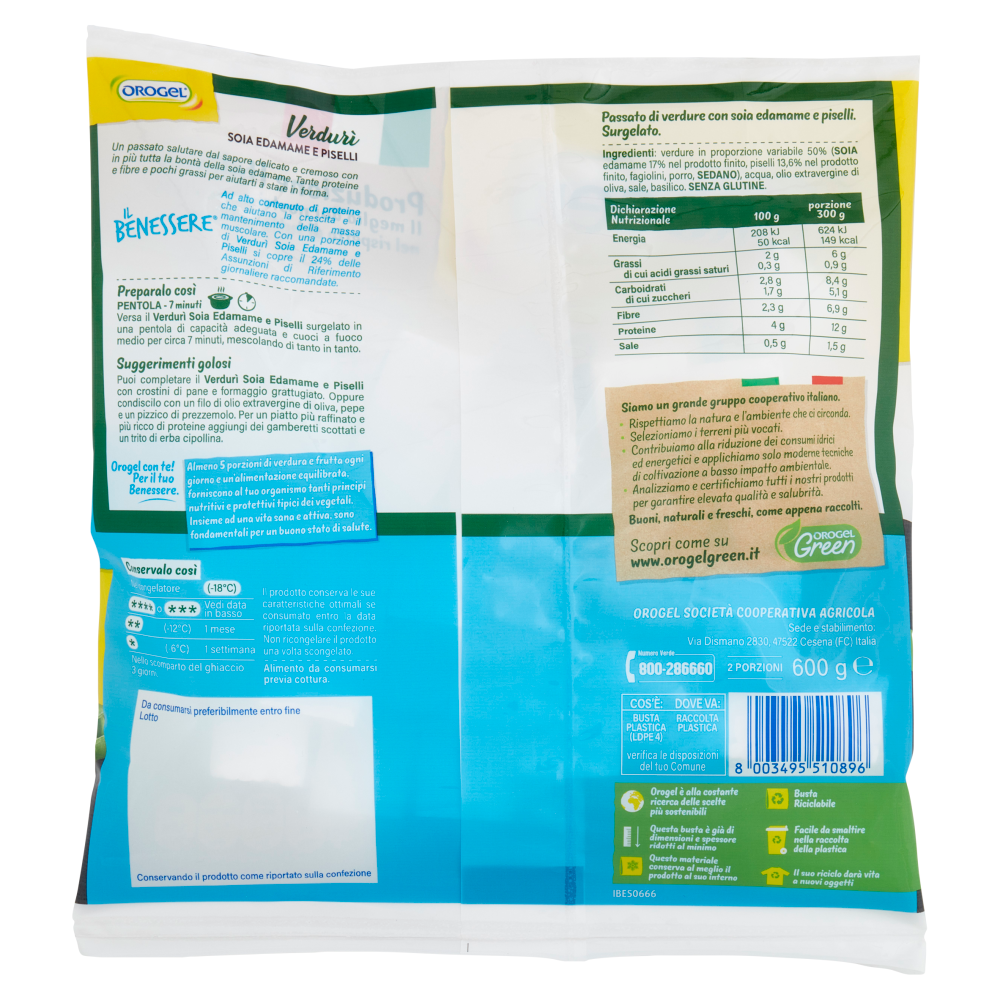 Orogel Il Benessere Verdurì Soia Edamame e Piselli Surgelati 600 g