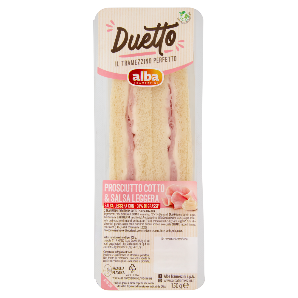 alba Tramezzini Duetto Prosciutto Cotto & Salsa Leggera 150 g