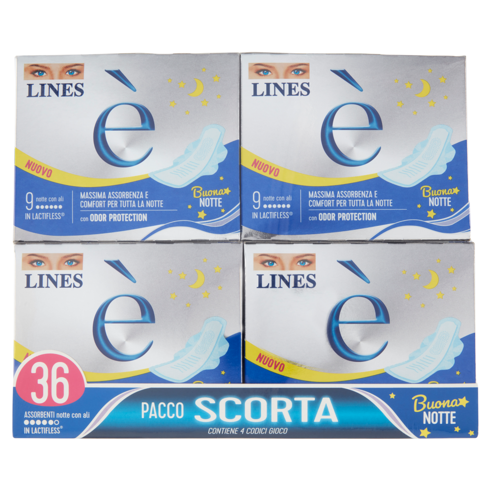 Lines è Assorbenti notte con ali 4 x 9 pz
