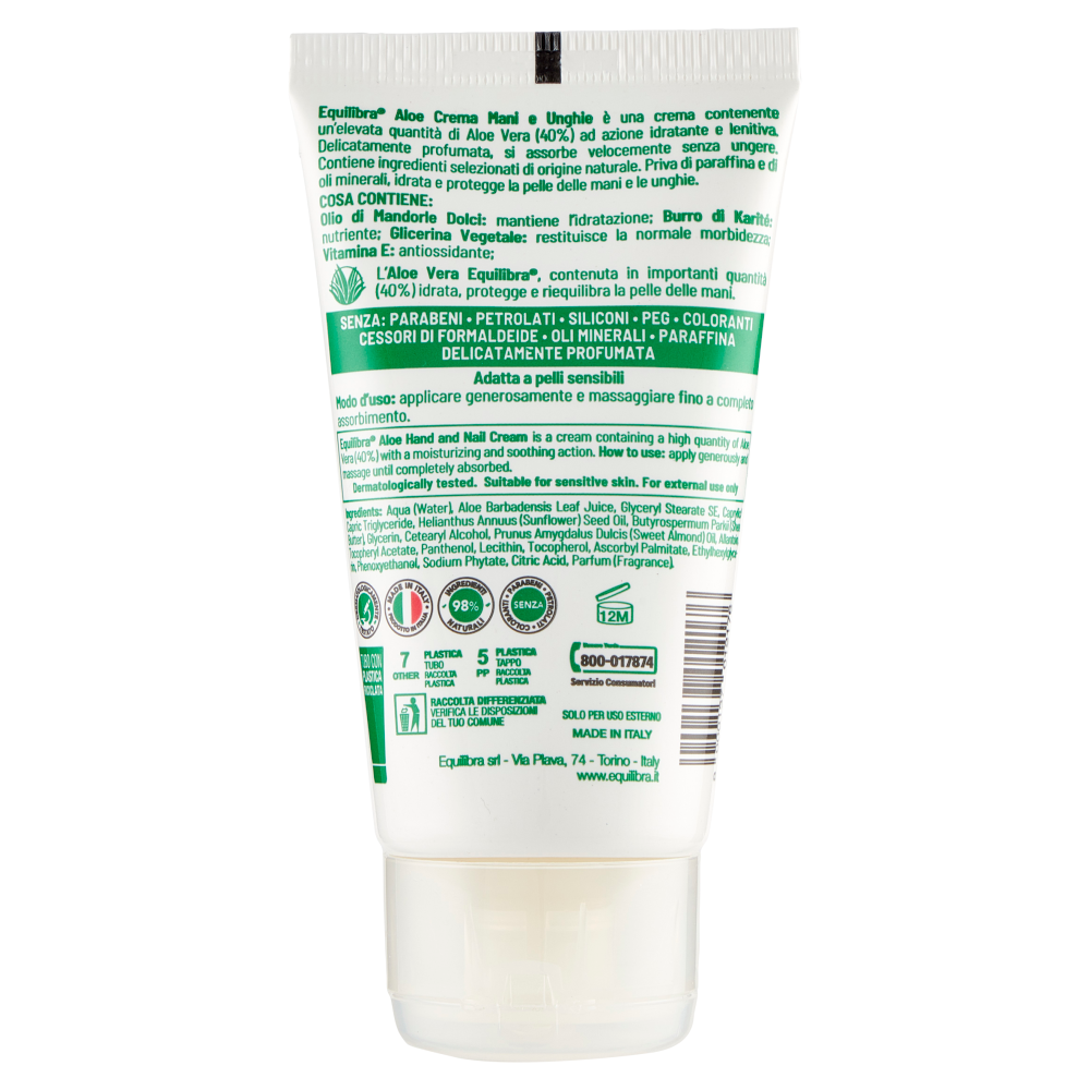 equilibra Aloe Crema Mani e Unghie Idratante - Protettiva 75 ml
