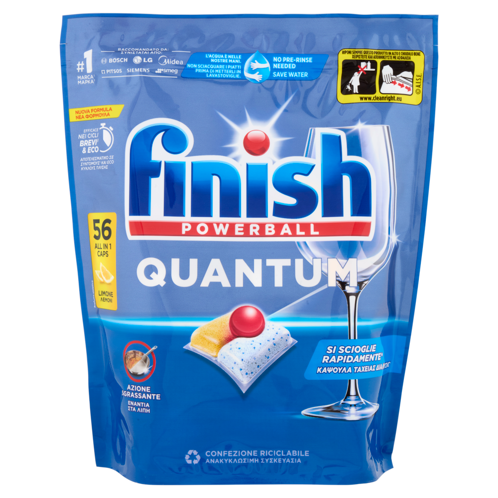 Finish Quantum Limone pastiglie lavastoviglie 56 lavaggi 582,4 g