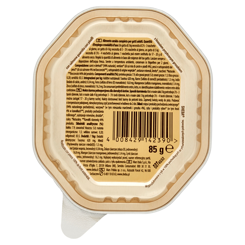 Sheba Nature's Collection in salsa cibo umido gatto con Salmone guarnito con Piselli 85g