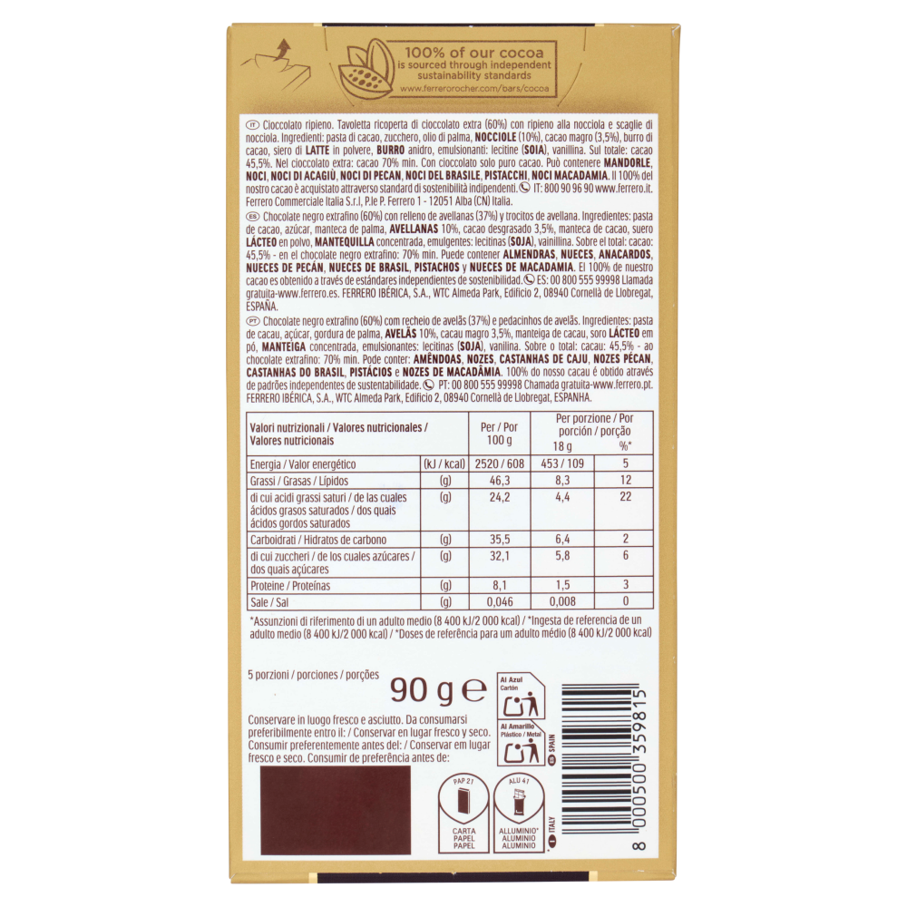 Ferrero Rocher 70%** Cocoa Extra Dark Nocciola 90 g