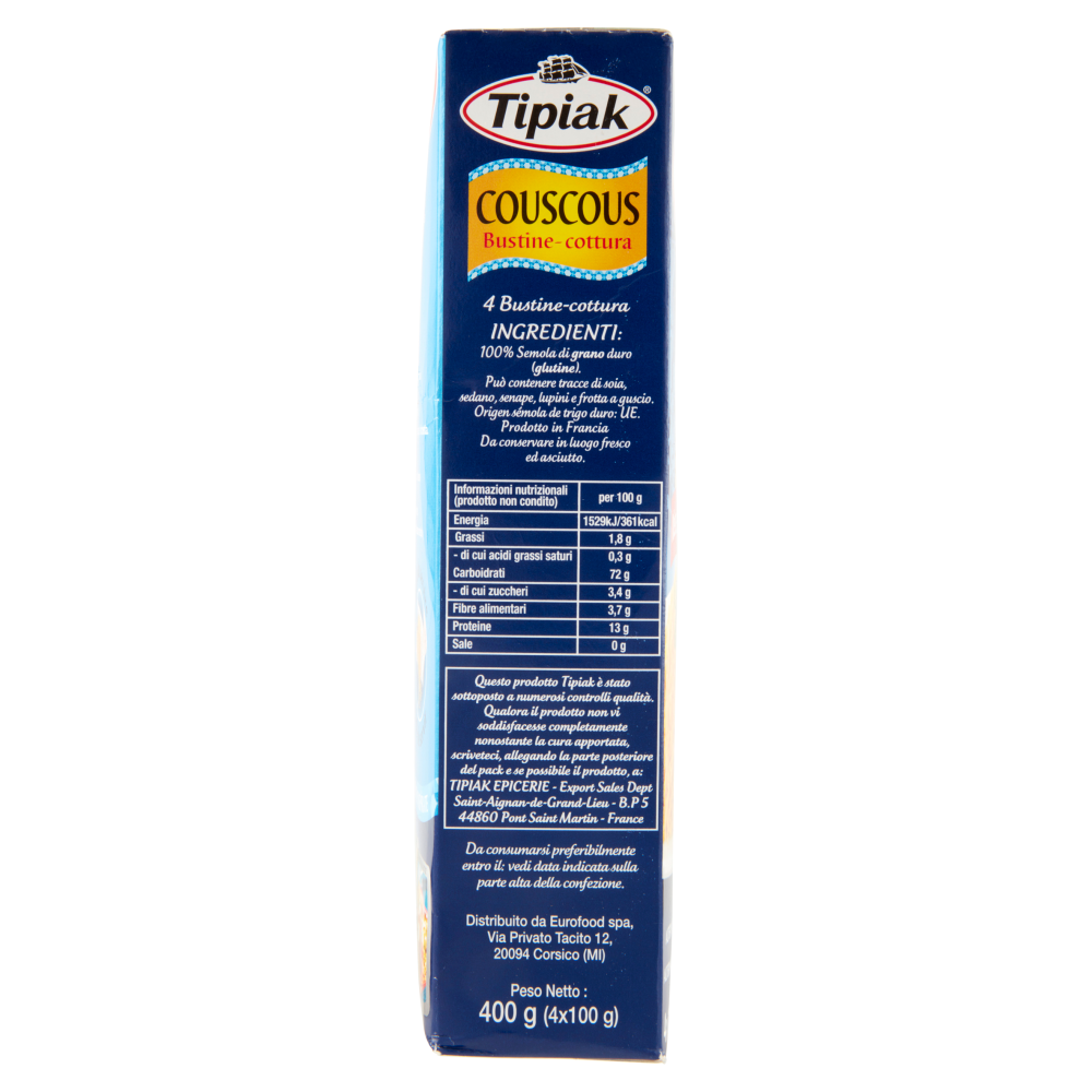 Tipiak Couscous Bustine-cottura 4 x 100 g