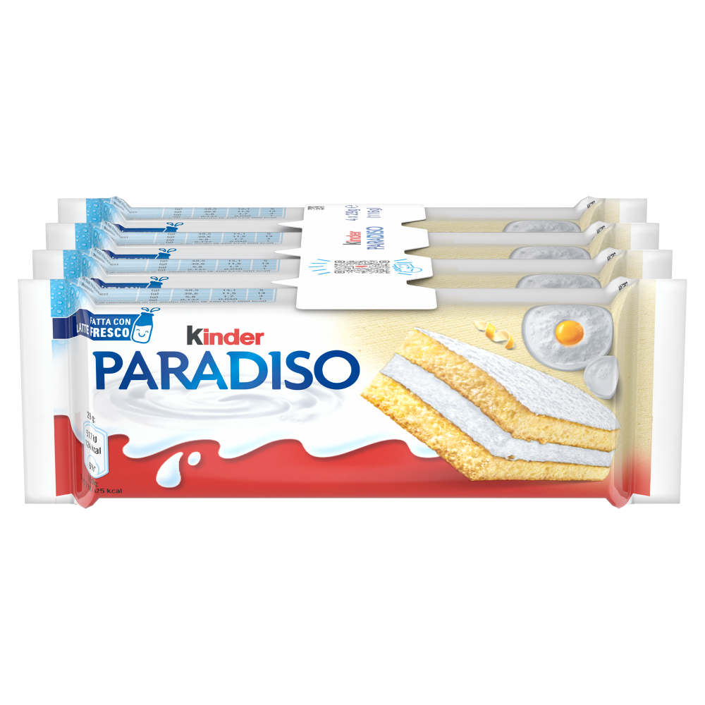 Kinder Paradiso: Merenda con fresca crema al latte, soffice pasta paradiso e nota al limone 4x29g
