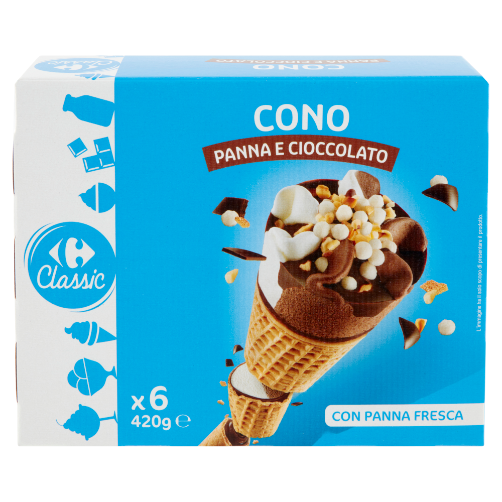 Carrefour Classic Cono Panna e Cioccolato 6 x 70 g