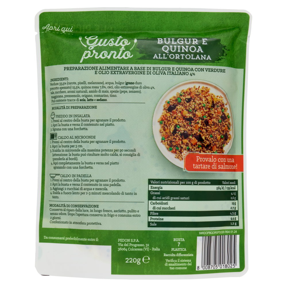 Gusto pronto Bulgur e Quinoa all'Ortolana 220 g