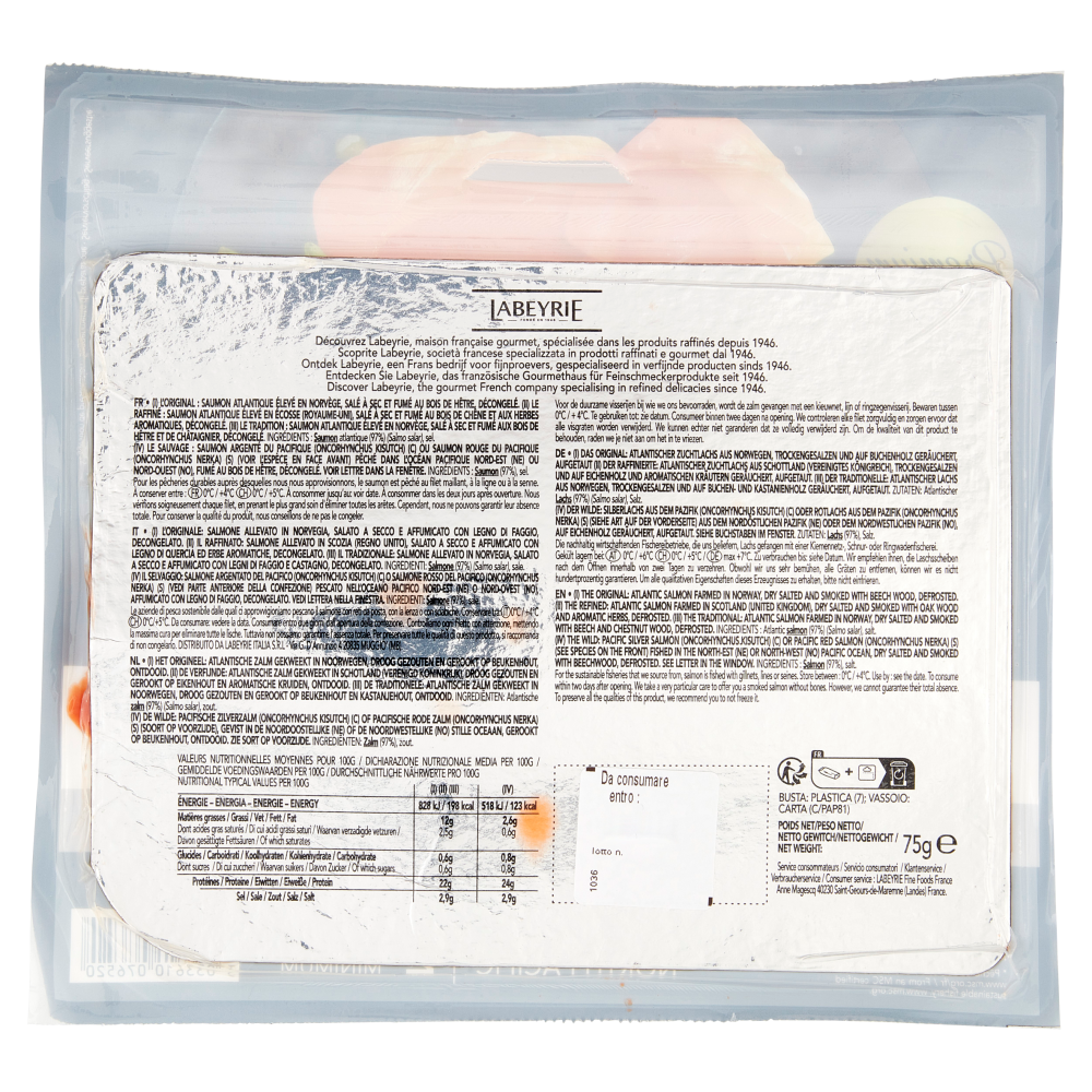 Labeyrie il Selvaggio Salmone Affumicato MSC, gusto Naturale 75 g