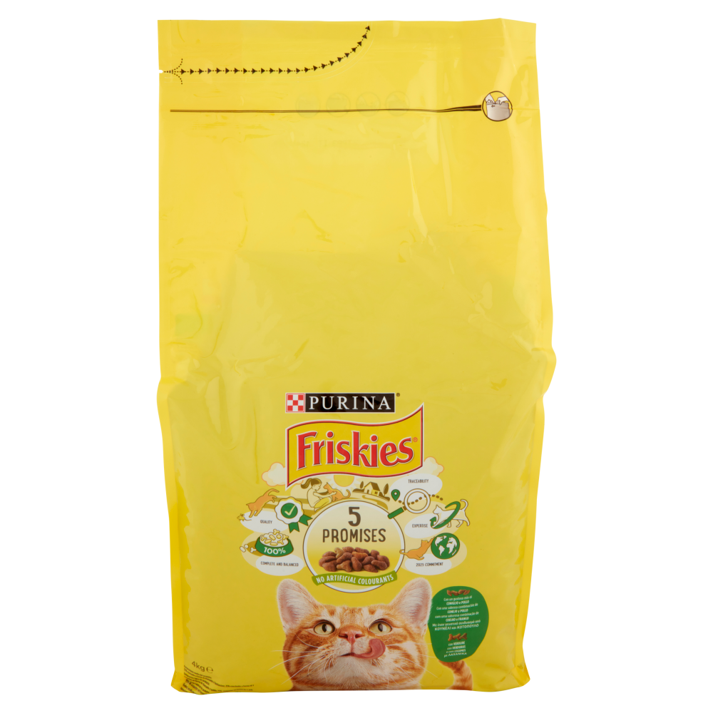 PURINA FRISKIES Gatto con un gustoso mix di Coniglio e Pollo e con verdure 4 kg