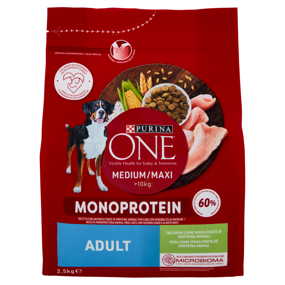 PURINA ONE Medium/Maxi Monoprotein Adult Tacchino 2,5 kg 