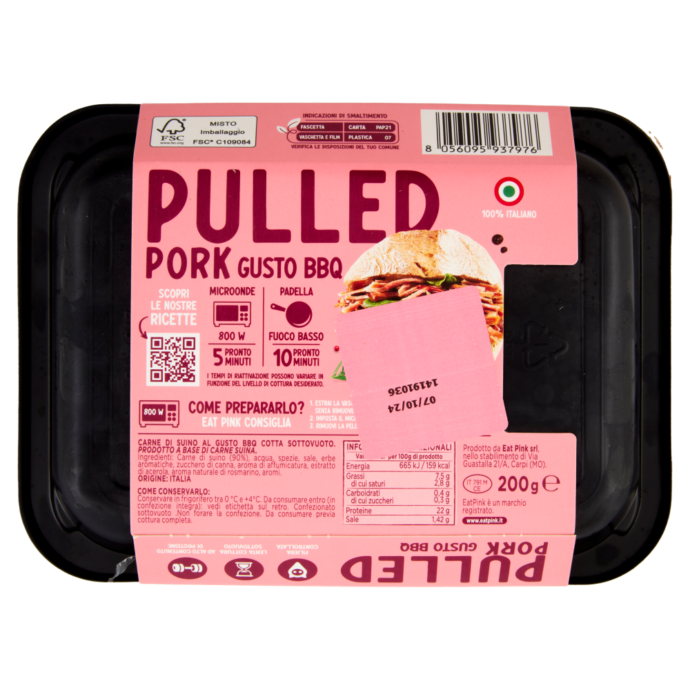Eat Pink Pulled Pork Sfilacciato Gusto BBQ 200 g