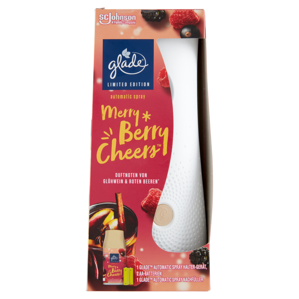 Glade Automatic Spray Profumatore Ambienti Diffusore con Ricarica Fragranza Merry Berry Cheers 269ml