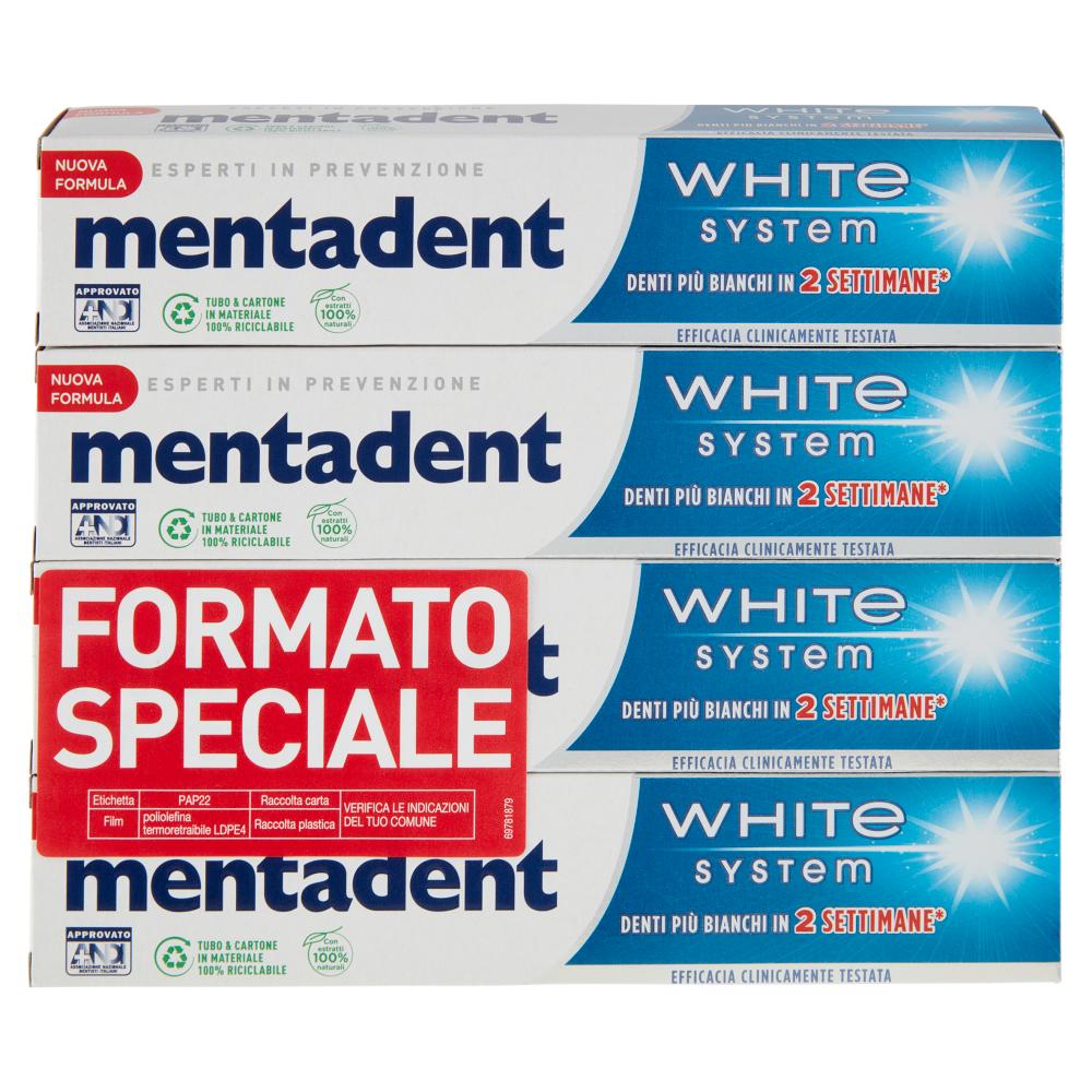 Mentadent White System 4 x 75 ml