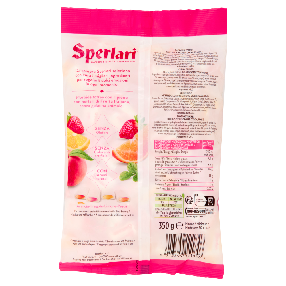 Sperlari Succose Caramelle Toffee Arancia - Fragola - Limone - Pesca 350 g