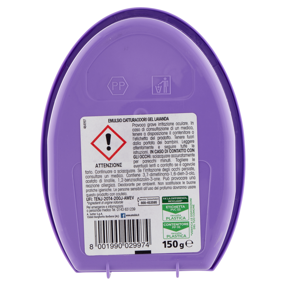 Emulsio Cattura Odori Gel per ambienti Lavanda 150 g