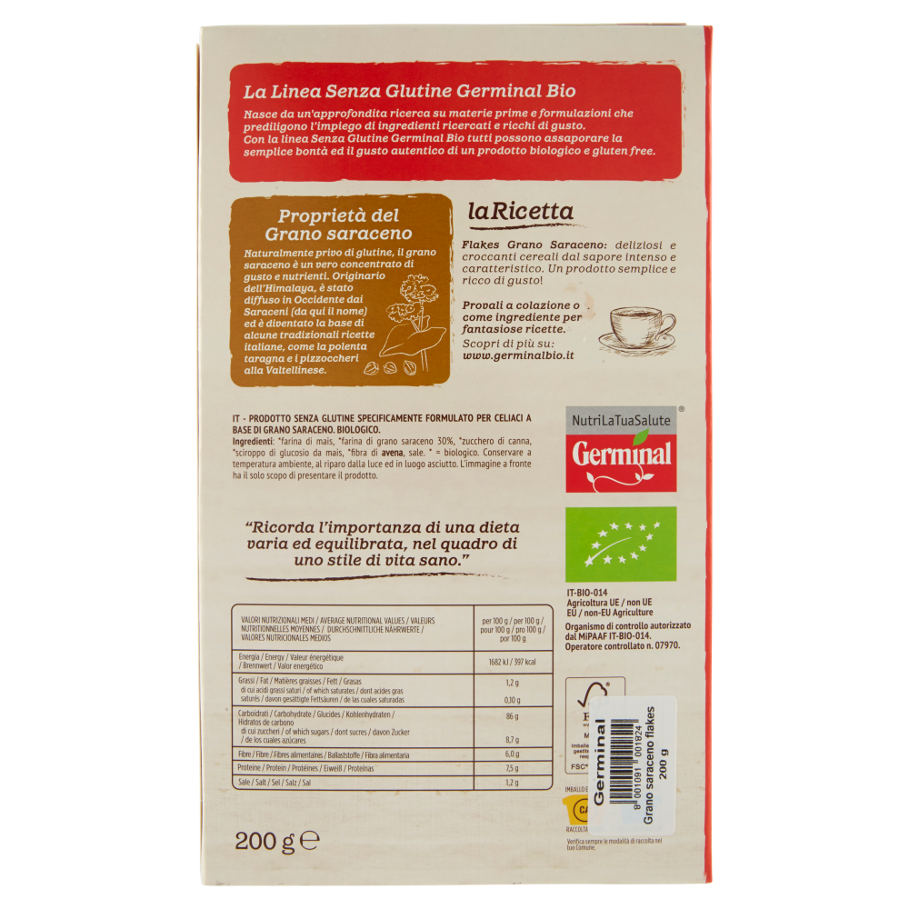 Germinal Bio Flakes Grano Saraceno Gluten Free 200 g