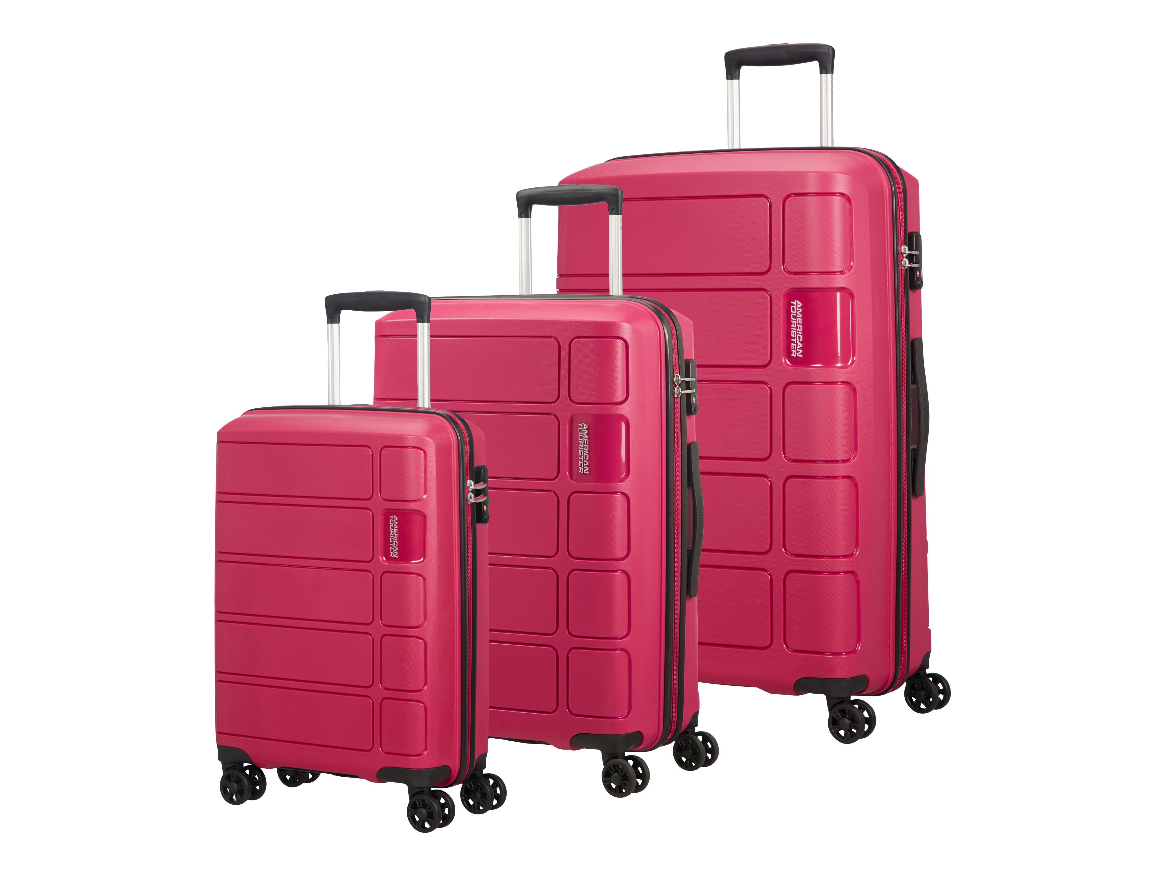 American Tourister Set 3 pezzi Trolley rigidi Summer Splash – Borgogna