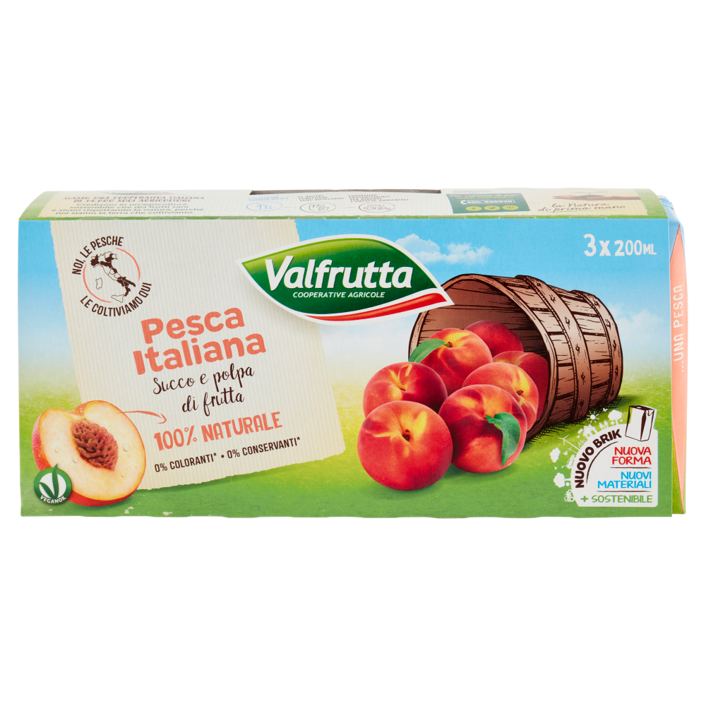 Valfrutta Pesca Italiana Succo e polpa di frutta 3 x 200 ml
