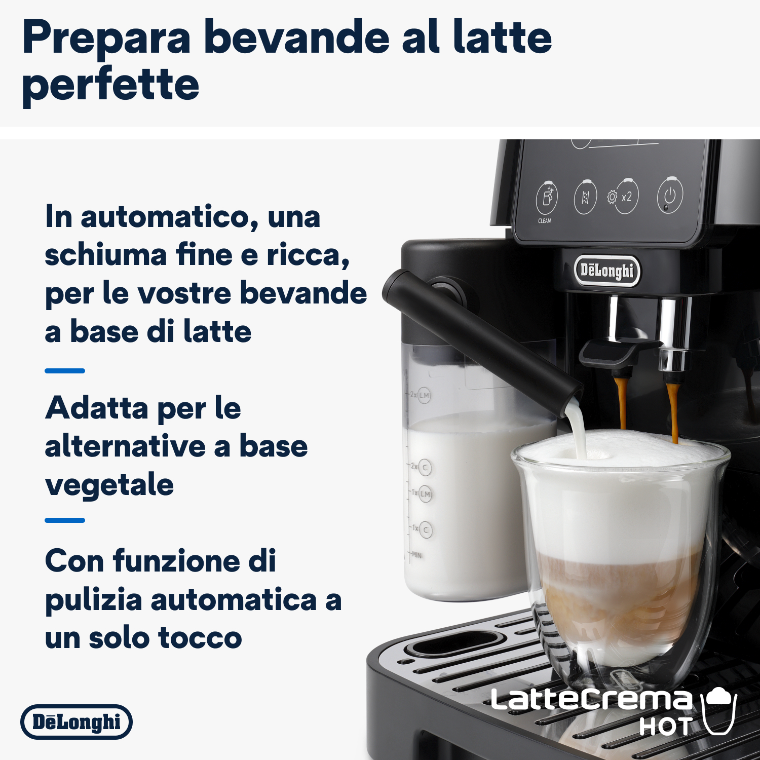 De&rsquo;Longhi Magnifica Start ECAM220.60.B, Macchina Automatica per Caff&egrave; in Chicchi, Cappuccino al tocco di un tasto con la Caraffa Montalatte Automatica, 4 bevande dirette, Pannello Comandi con Icone Retroilluminate, Black