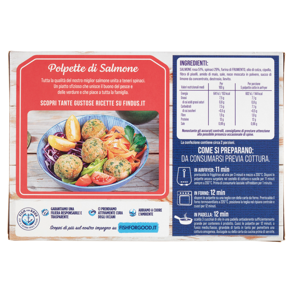 Capitan Findus Delizie D'Amare Polpette di Salmone con Spinaci 209 g