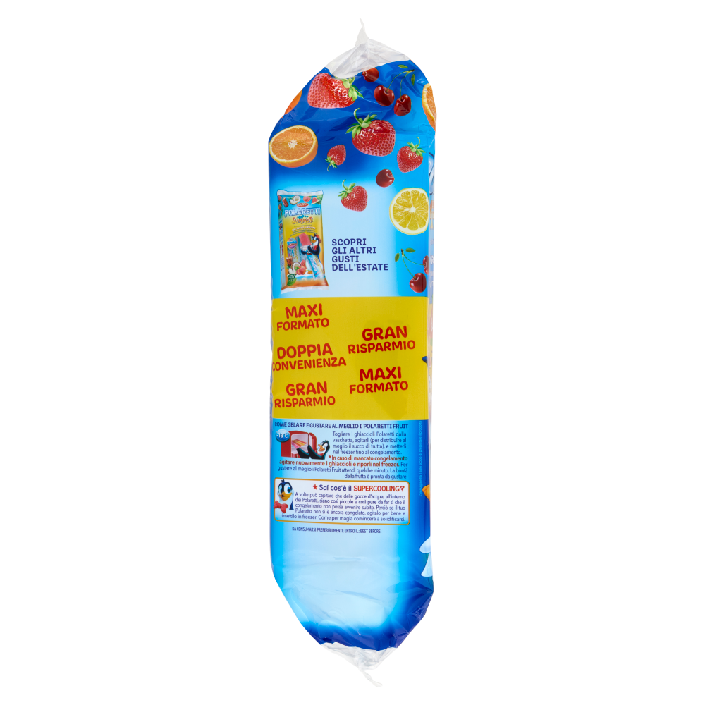 Polaretti Fruit ghiaccioli pronti da gelare Arancia, Fragola, Amarena, Limone 20 Pezzi 840 ml