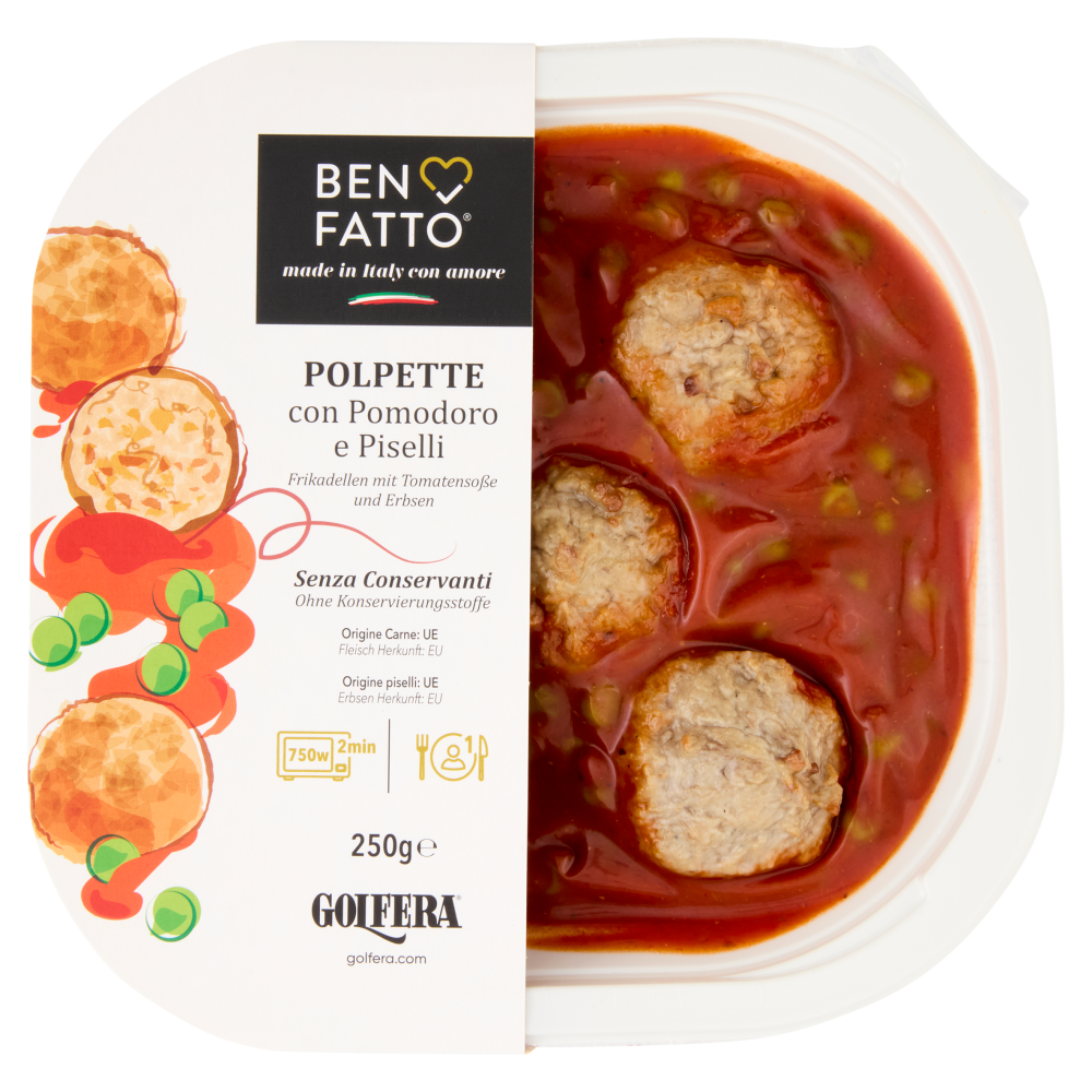 Golfera Ben Fatto Polpette con Pomodoro e Piselli 250 g