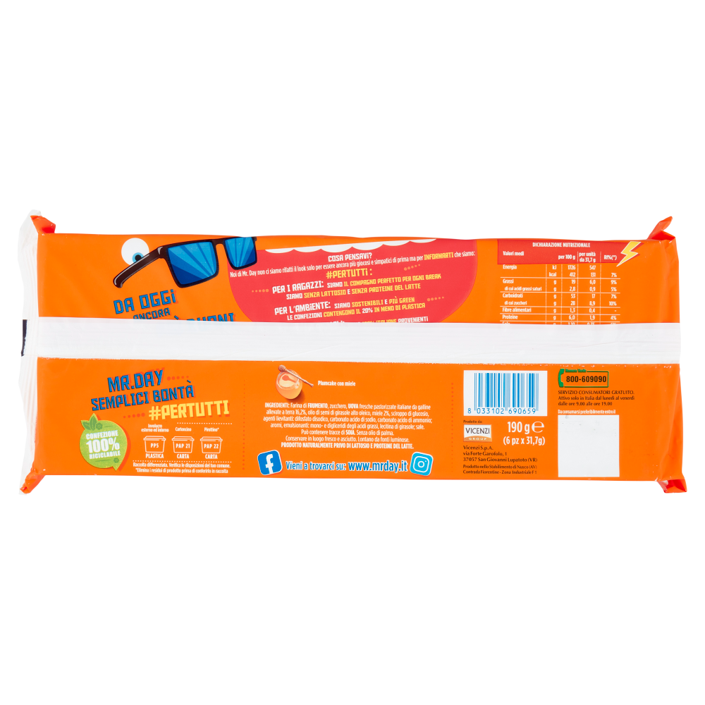 Mr.Day Plumcake con una Goccia di Miele 6 x 31,7 g