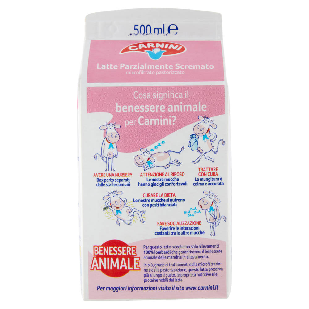 Carnini Latte Parzialmente Scremato Lombardo Microfiltrato Pastorizzato 500 ml