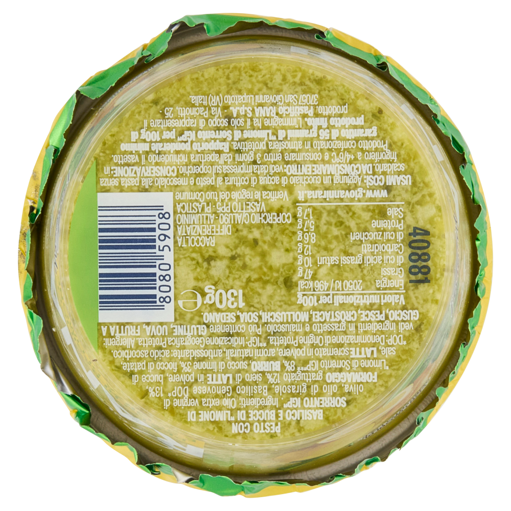 Giovanni Rana Pesto di Basilico e Scorza di Limone Pesto Fresco 130 g