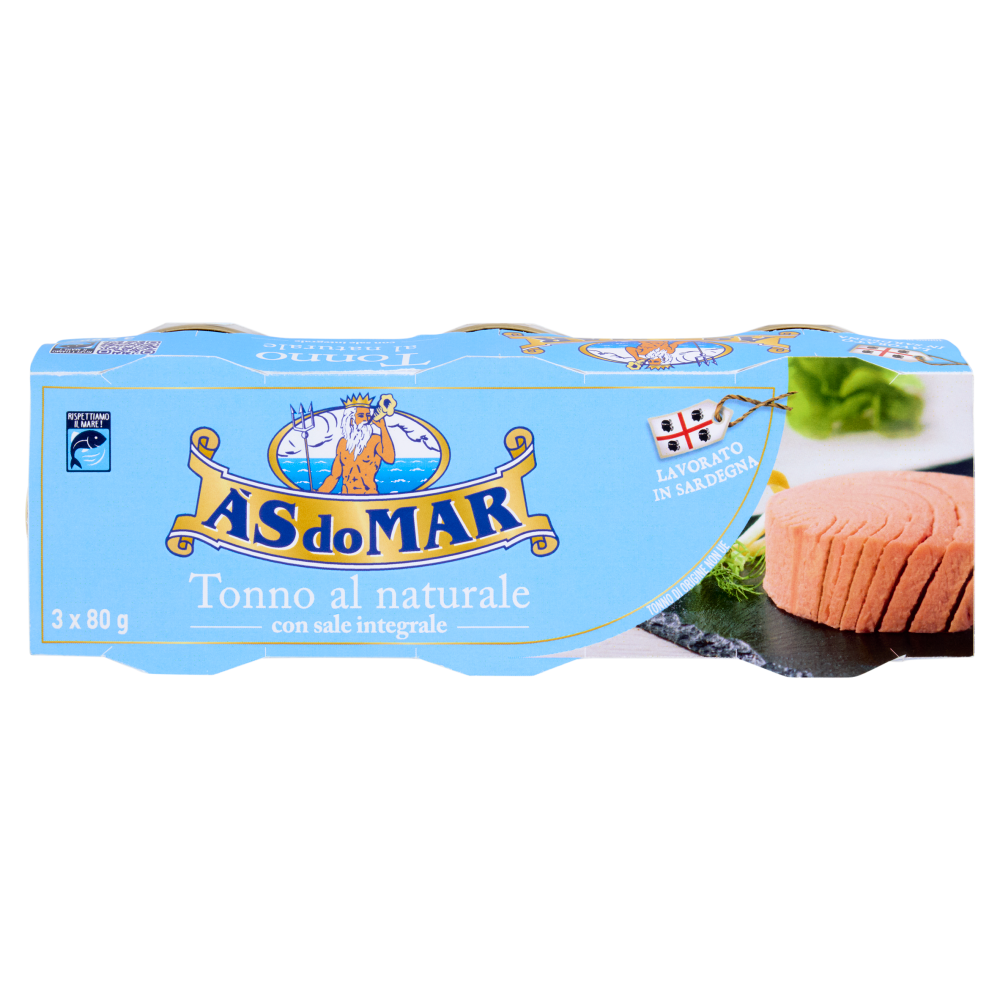 Asdomar Tonno al naturale con sale integrale 3 x 80 g