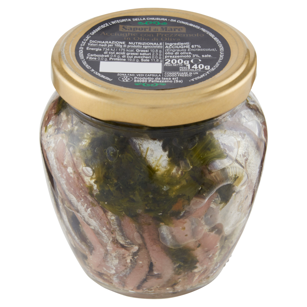 Sapori di Mare Acciughe con Prezzemolo in Olio di Oliva 200 g