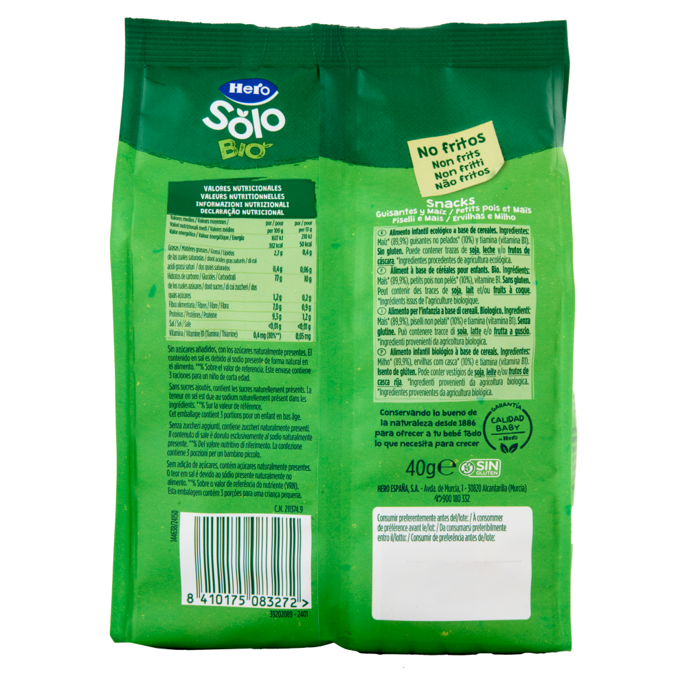 Hero Solo Bio Snack Piselli e Mais 40 g