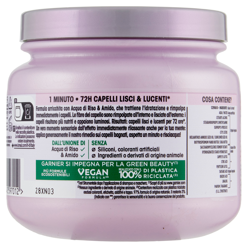 Garnier Ultra Dolce Infuso di Acqua di Riso & Amido, Maschera Lisciante 340 ml