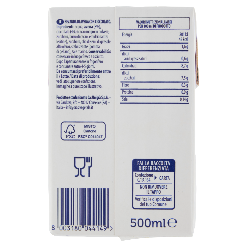 OraSì Avena & Cioccolato 500 ml