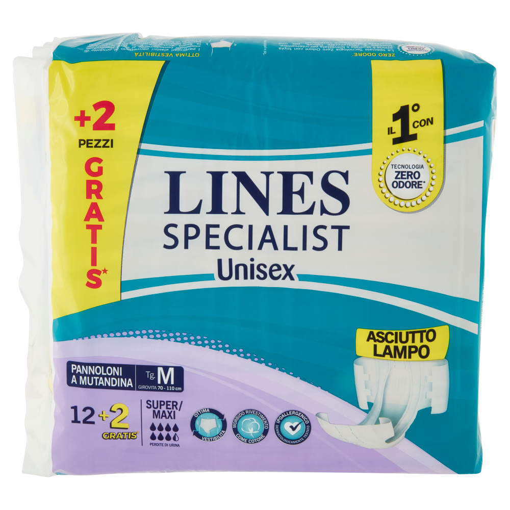 Lines Specialist Unisex Pannoloni a Mutandina Tg. M Super/Maxi 12+2 pz