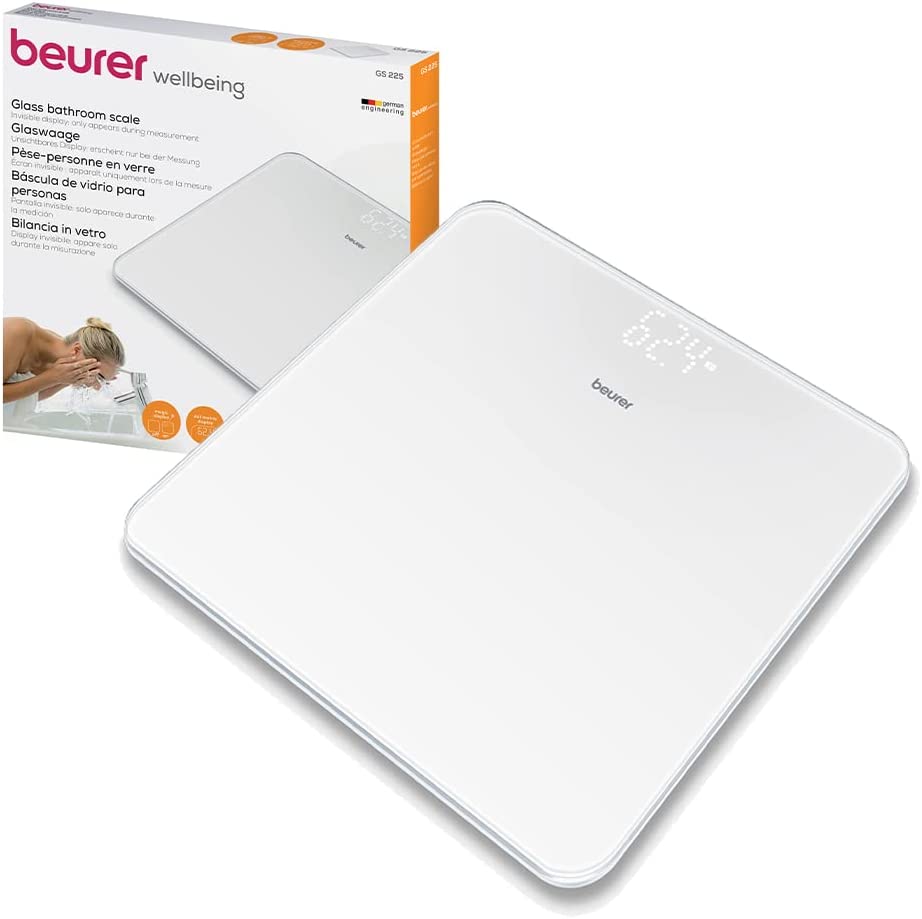 Beurer GS 225, Bilancia Pesapersone in Vetro con Display LED Magic, Colore Bianco