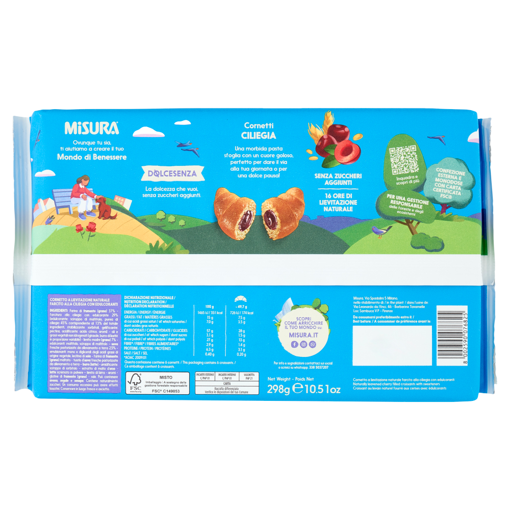 Misura Dolcesenza 6 Cornetti Ciliegia 298 g