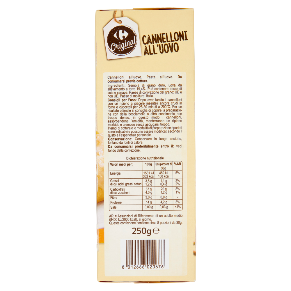 Carrefour Original Cannelloni all'Uovo 250 g