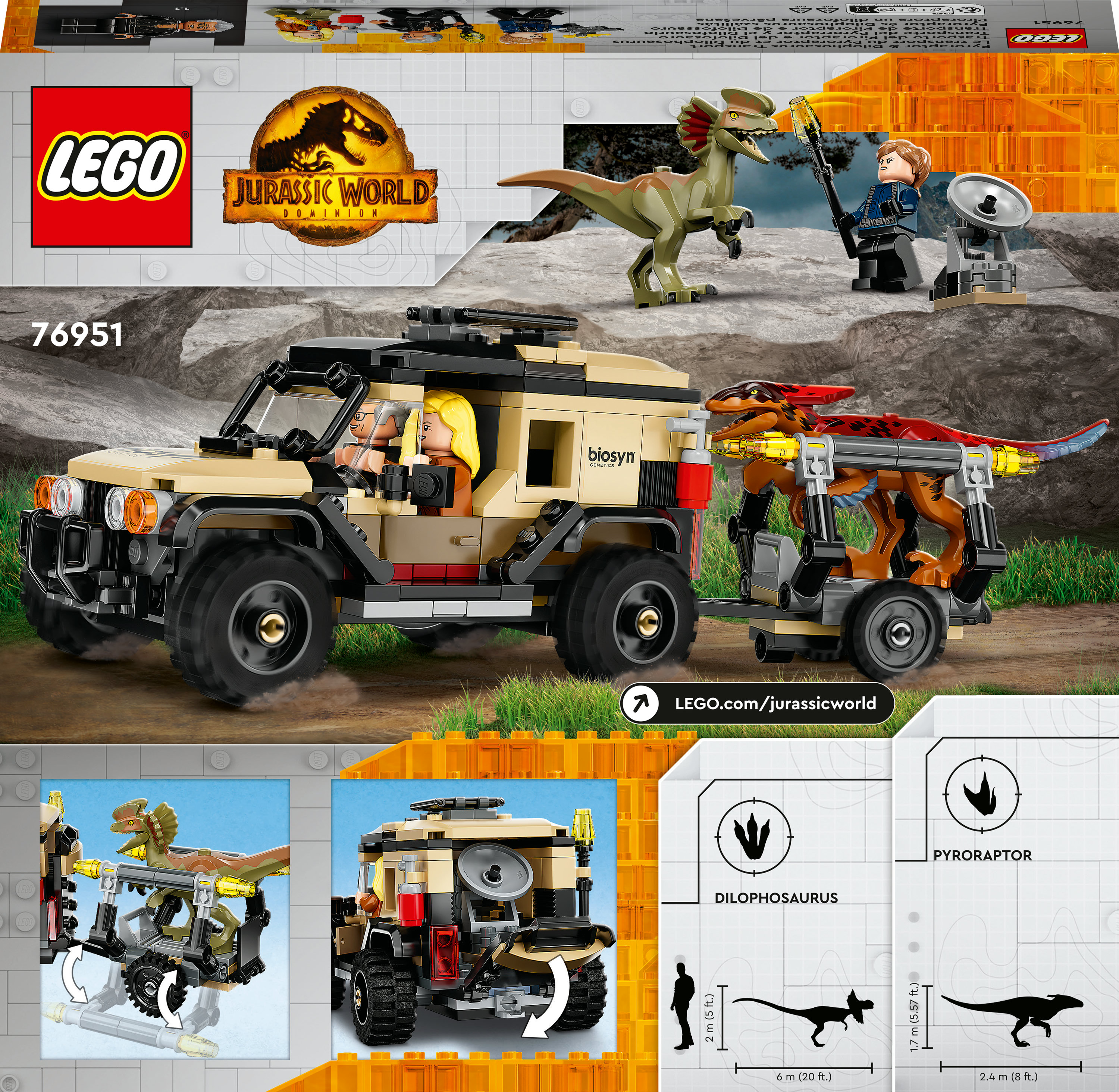 LEGO Jurassic World Trasporto del Piroraptor e del Dilofosauro