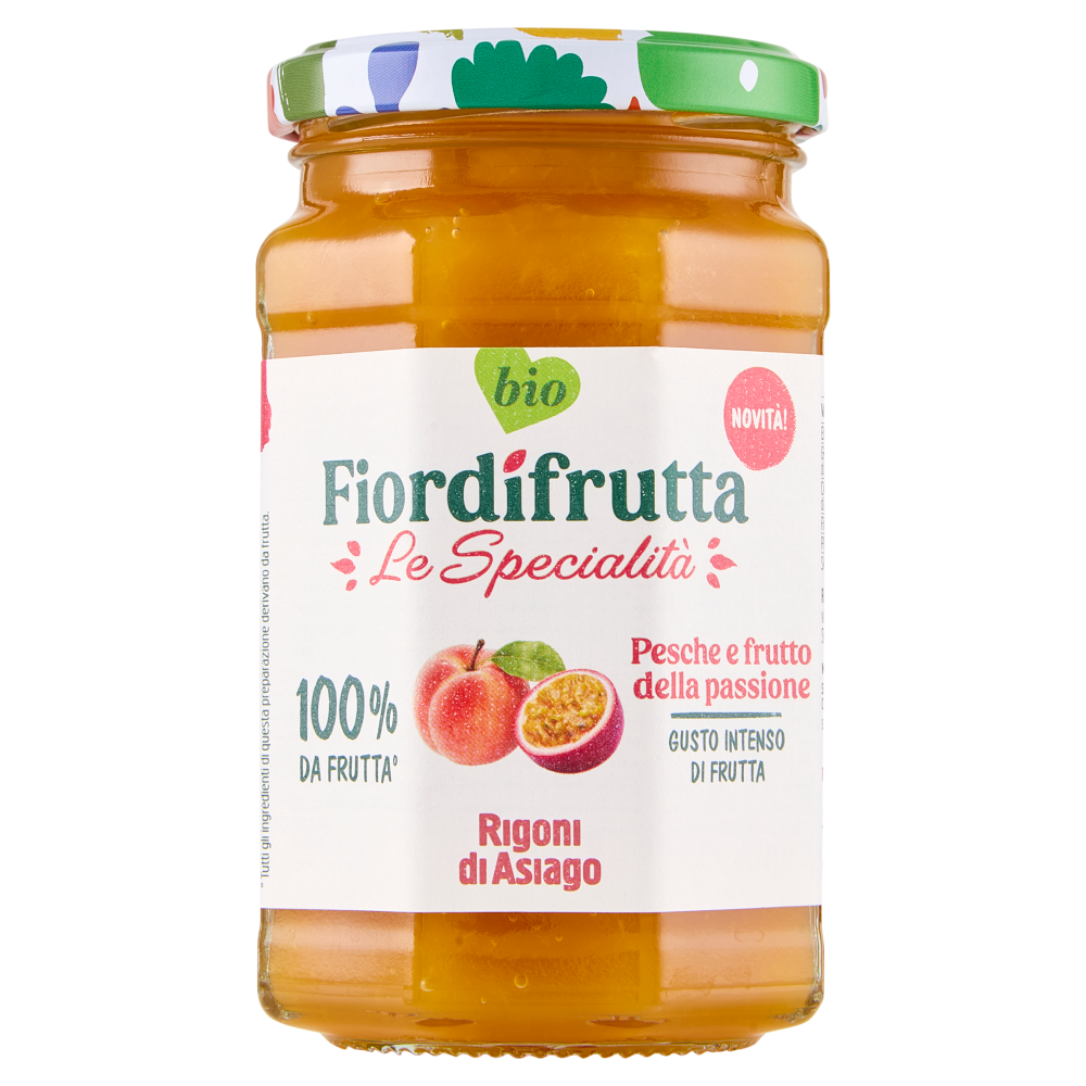 Rigoni di Asiago Fiordifrutta Le Specialit&agrave; bio Pesche e frutto della passione 330 g