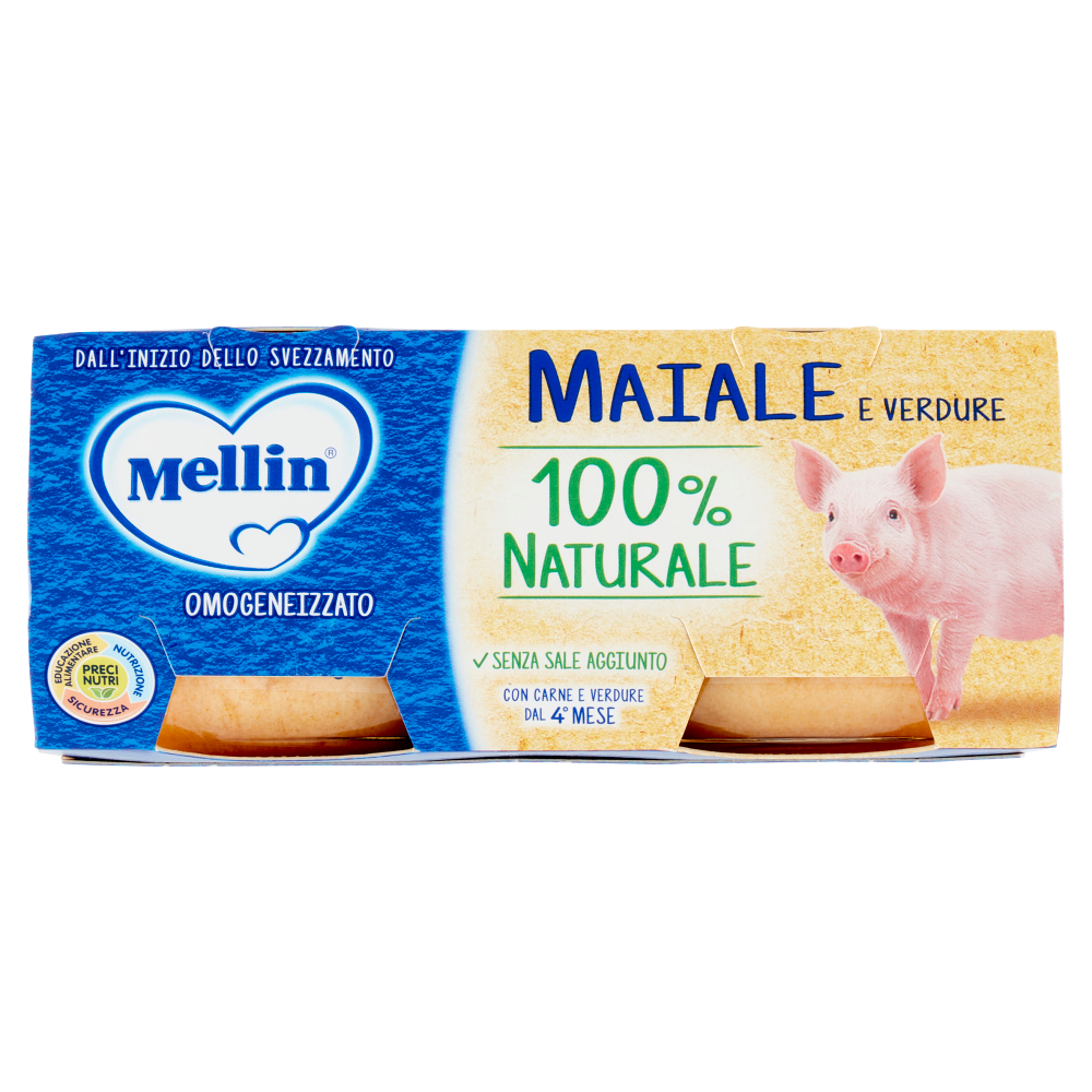 Mellin Maiale e Verdure 100% Naturale Omogeneizzato 2 x 80 g
