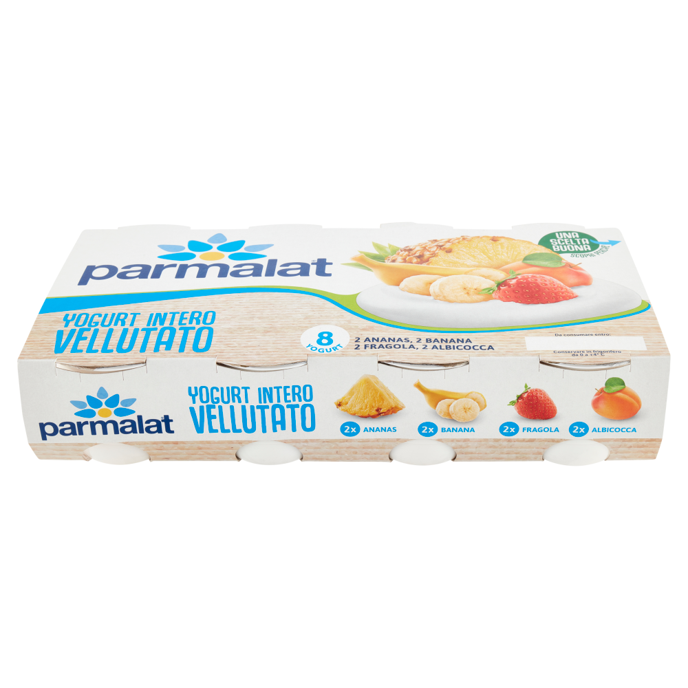 parmalat Yogurt Intero Vellutato 2 Ananas, 2 Banana, 2 Fragola, 2 Albicocca 8 x 125 g