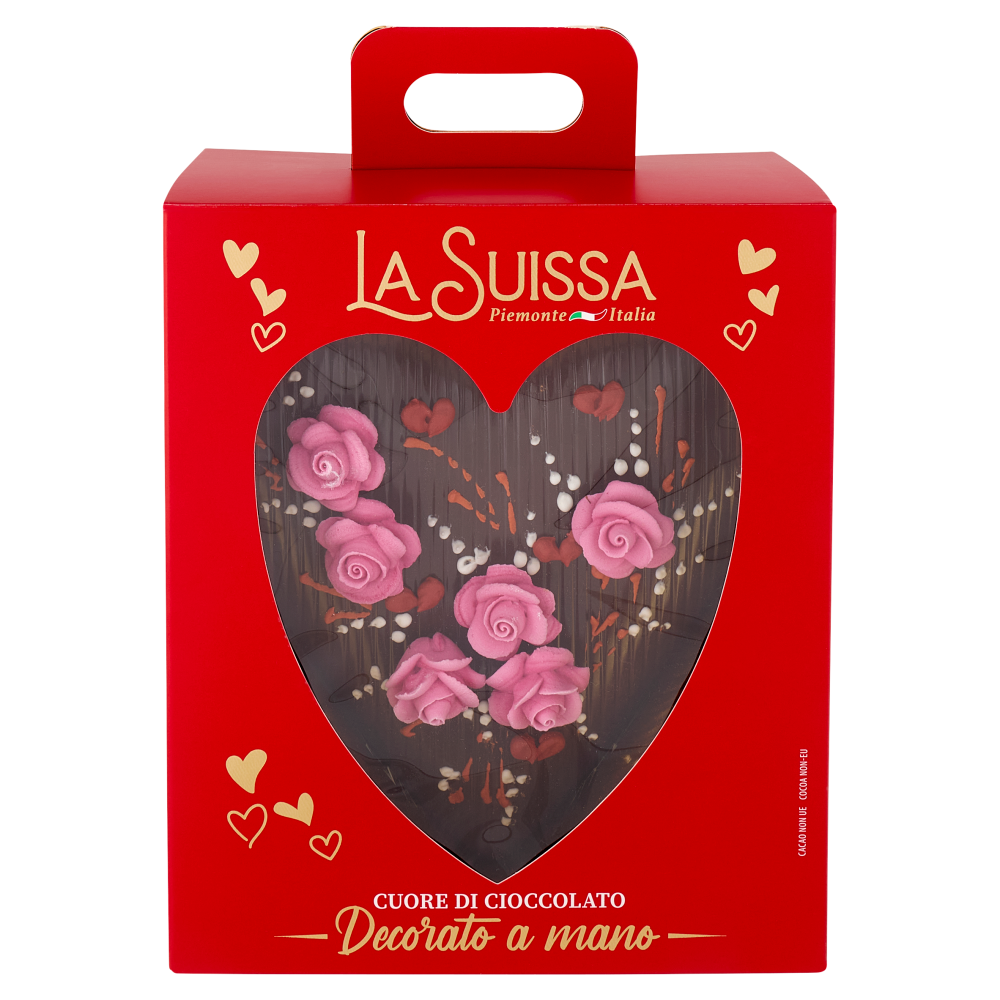 La Suissa Cuore di Cioccolato Decorato a mano 250 g