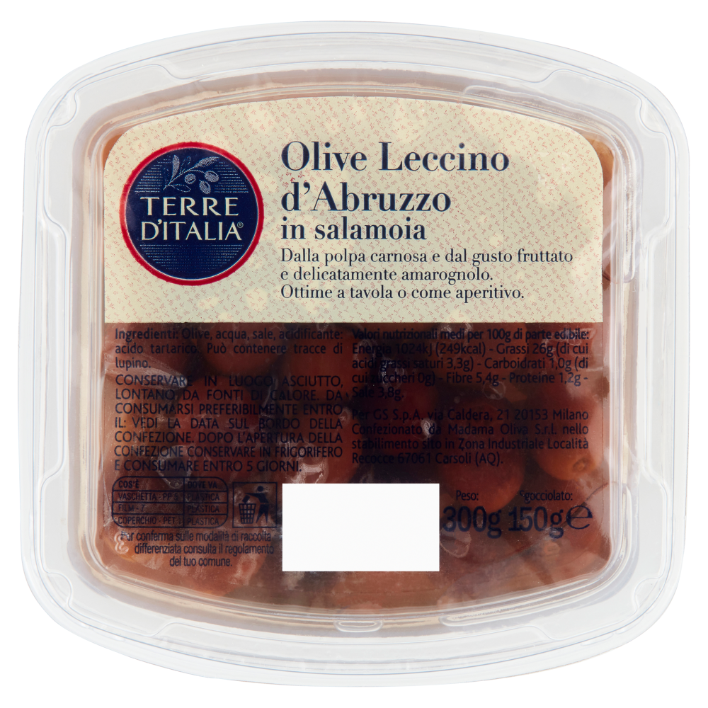 Terre d'Italia Olive Leccino d'Abruzzo in salamoia 300 g