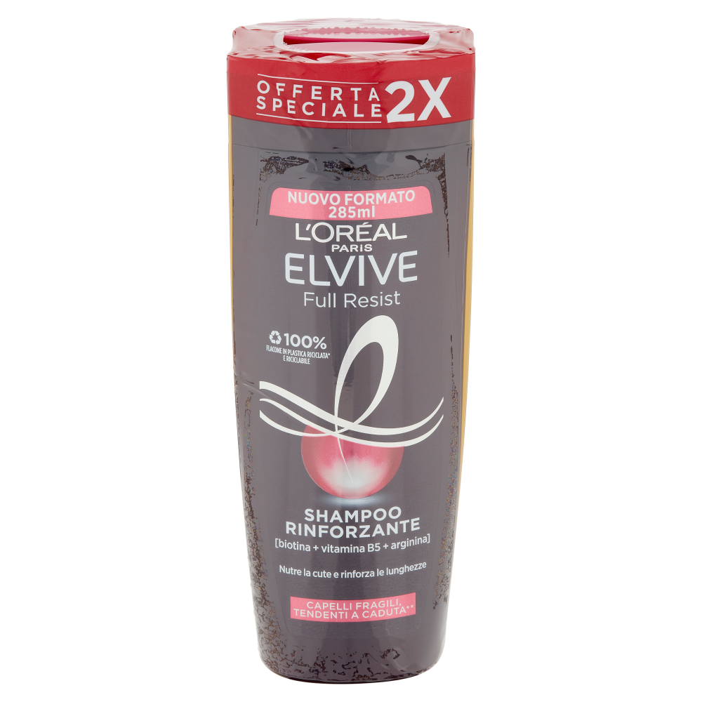 L'Oréal Paris Shampoo Elvive Full Resist, Per Capelli Fragili, Tendenti alla Caduta, Confezione da 2