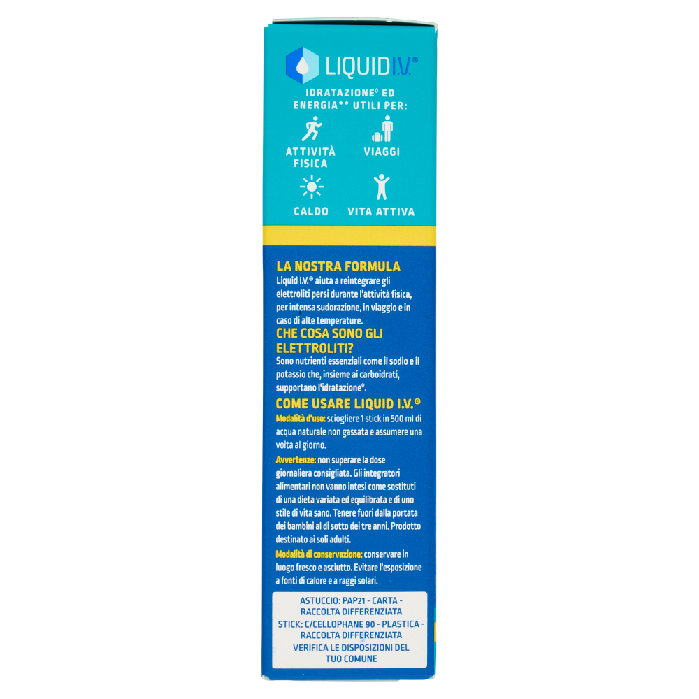 Liquid I.V. Hydration Multiplier Mix di Carboidrati ed Elettroliti in Polvere Lemon Lime 6 x 16 g