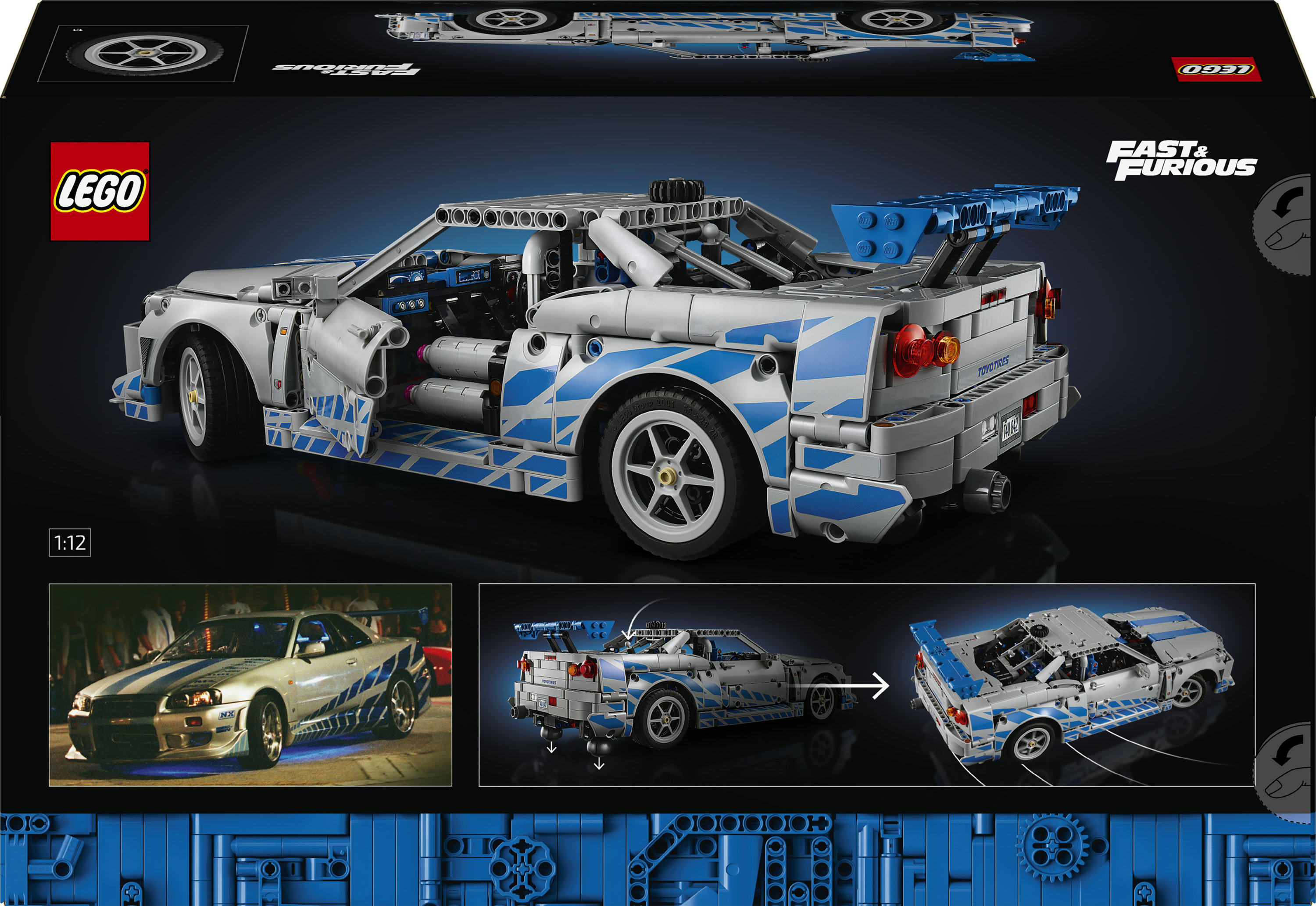 LEGO Technic 42210 Auto Nissan Skyline GT-R (R34) 2 Fast 2 Furious, Modellino da Costruire per Adulti con Funzione Derapata