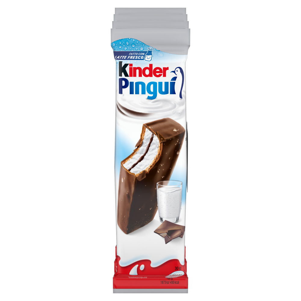 Kinder Pingu&igrave;: Merenda con pan di spagna, ripieno al latte e copertura al cioccolato fondente 4x30g